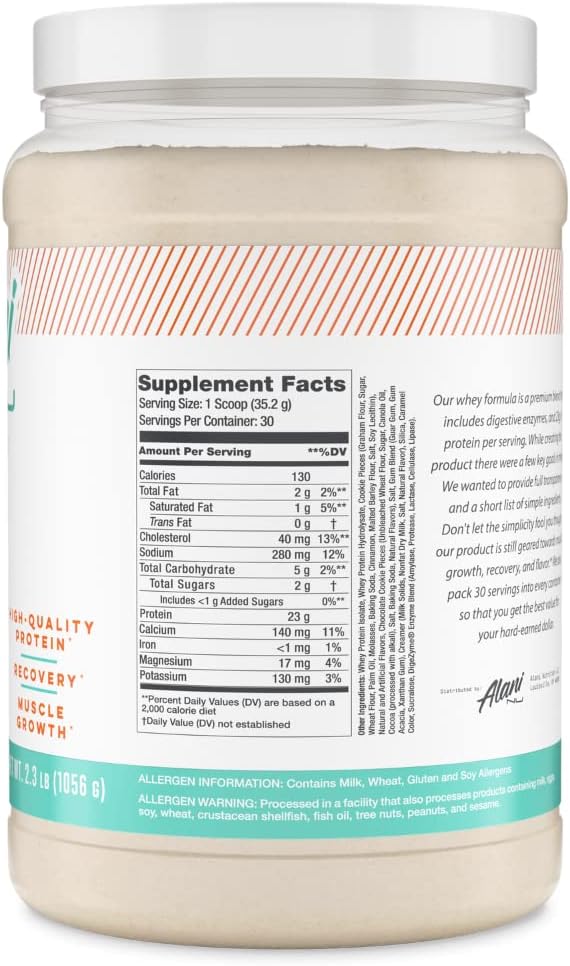 Alani Nu Whey Protein Powder Munchies | 23g Protein with Digestive Enzymes | Meal Replacement Powder | Low Fat Low Carb Blend | 30 Servings