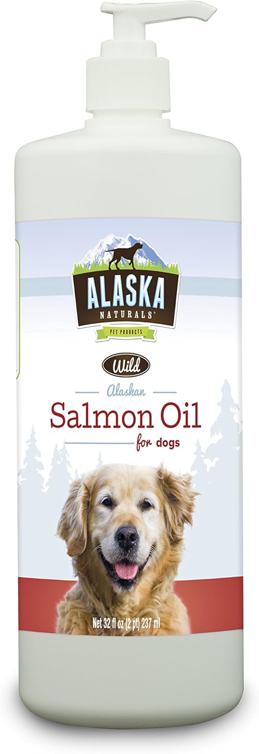 Alaska Naturals Wild Alaskan Salmon Fish Oil Liquid Food Topper 32 oz. Pump - Dog Skin & Coat Supplement with EPA DHA Omega 3 Fatty Acids