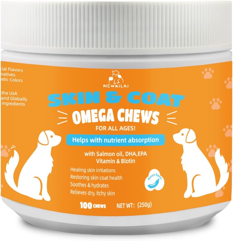 AlaskOmega Omega 3 Fish Oil Chews for Dogs - EPA DHA Fatty Acids Supplement for Hip Joint Health, Itch Relief, and Skin Coat (100 Soft Chews)