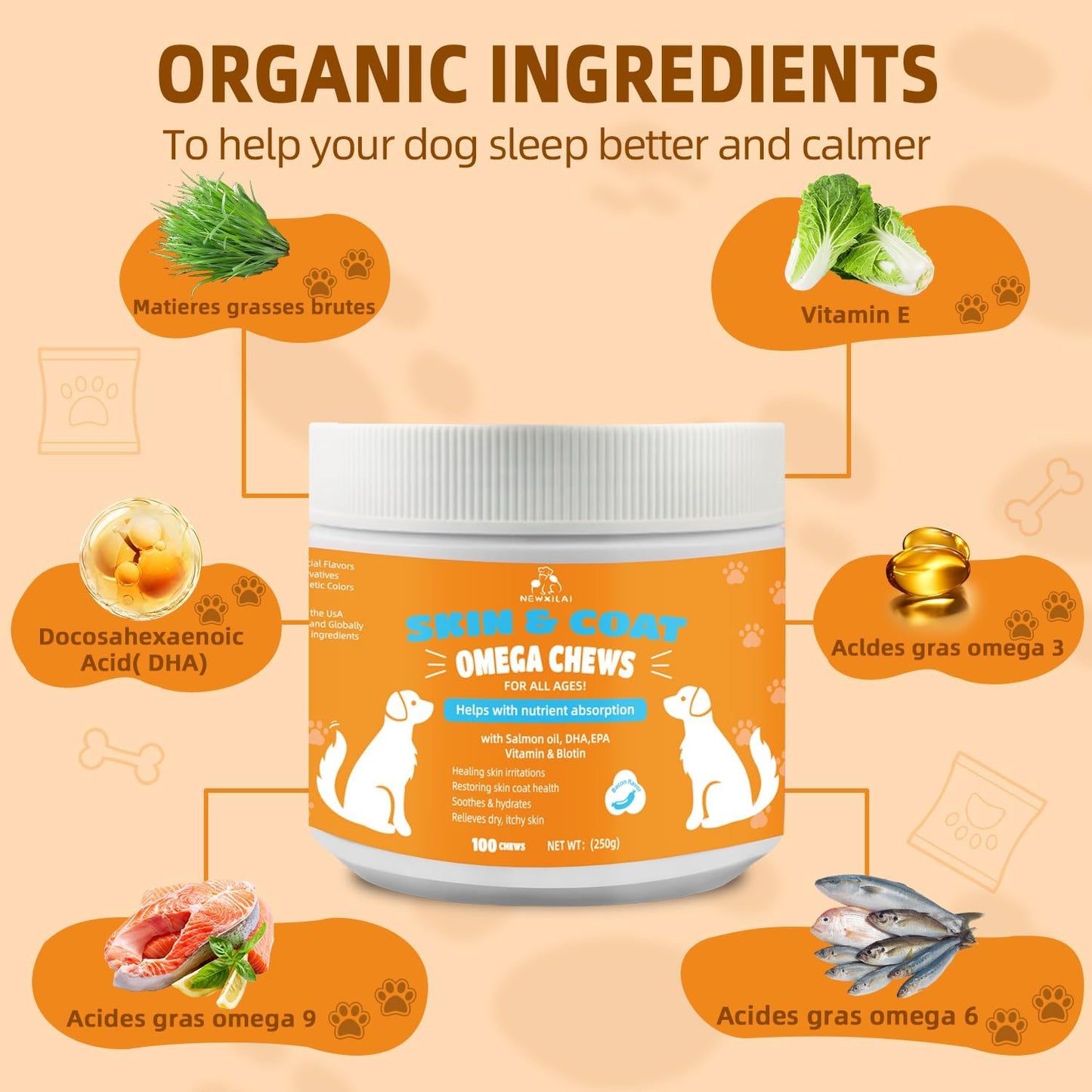 AlaskOmega Omega 3 Fish Oil Chews for Dogs - EPA DHA Fatty Acids Supplement for Hip Joint Health, Itch Relief, and Skin Coat (100 Soft Chews)