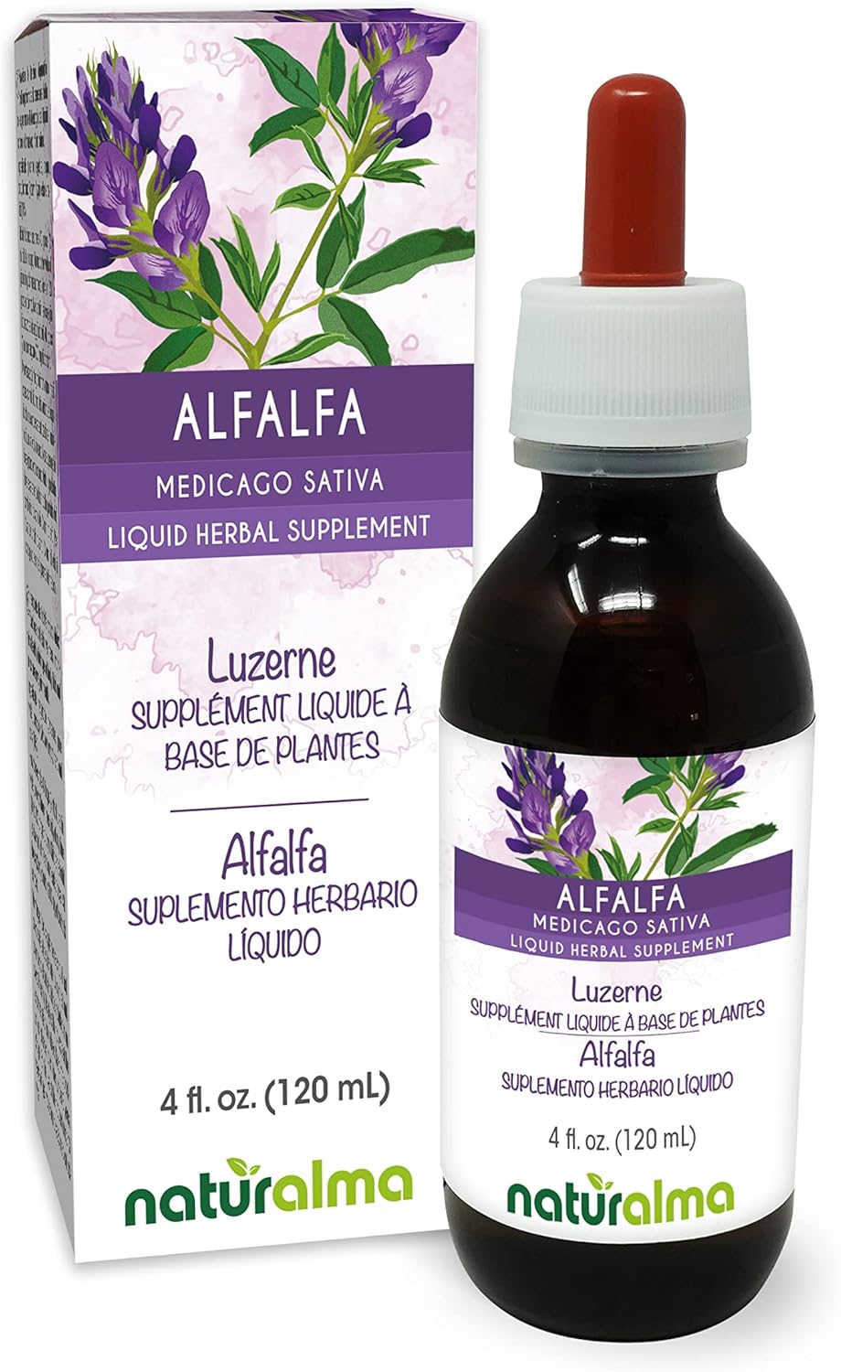 Alcohol-Free Alfalfa and Lucerne Herb Tincture - 4 fl oz Extract Drops - Rich in Chlorophyll - Vegan Herbal Supplement