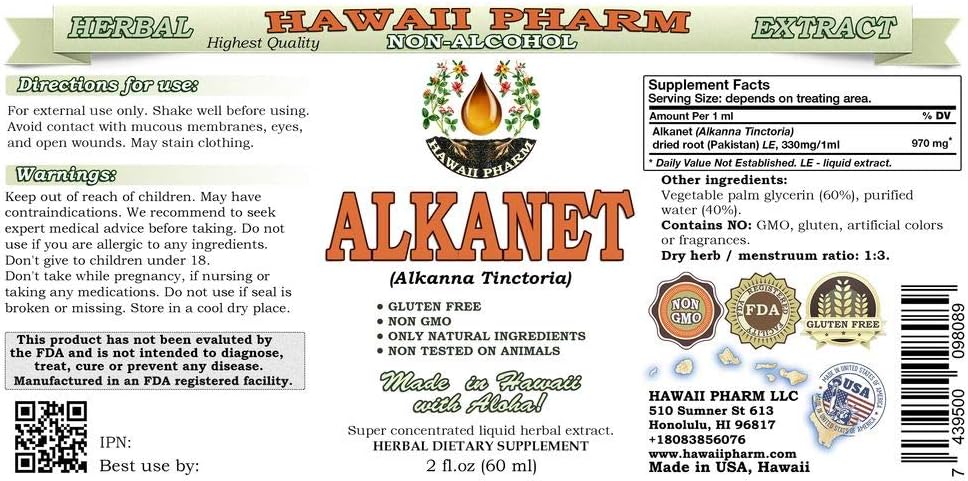Alcohol-Free Alkanet Liquid Extract 2 oz - Natural Herbal Supplement