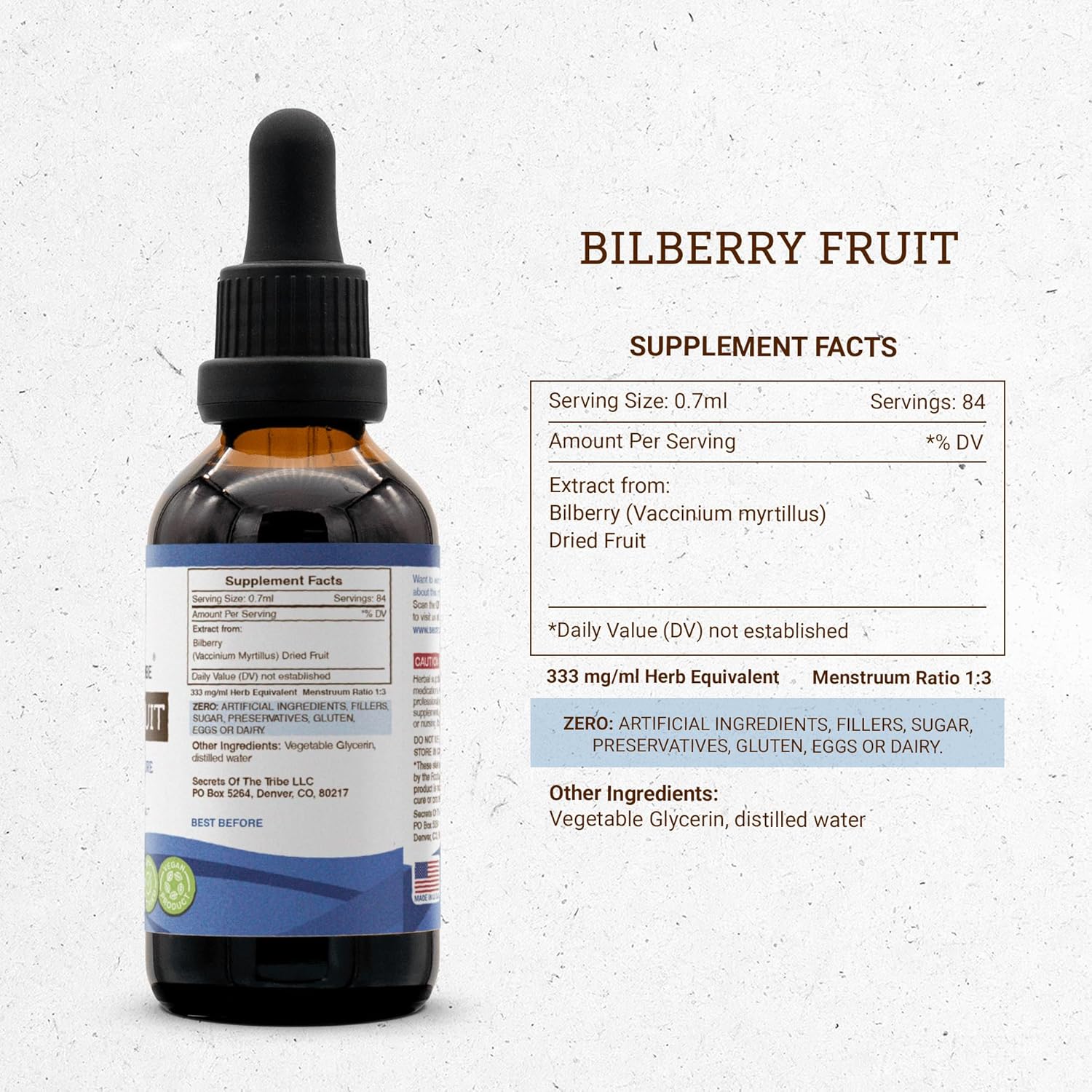 Alcohol-Free Bilberry Fruit Extract Tincture Supplement - 2 FL OZ