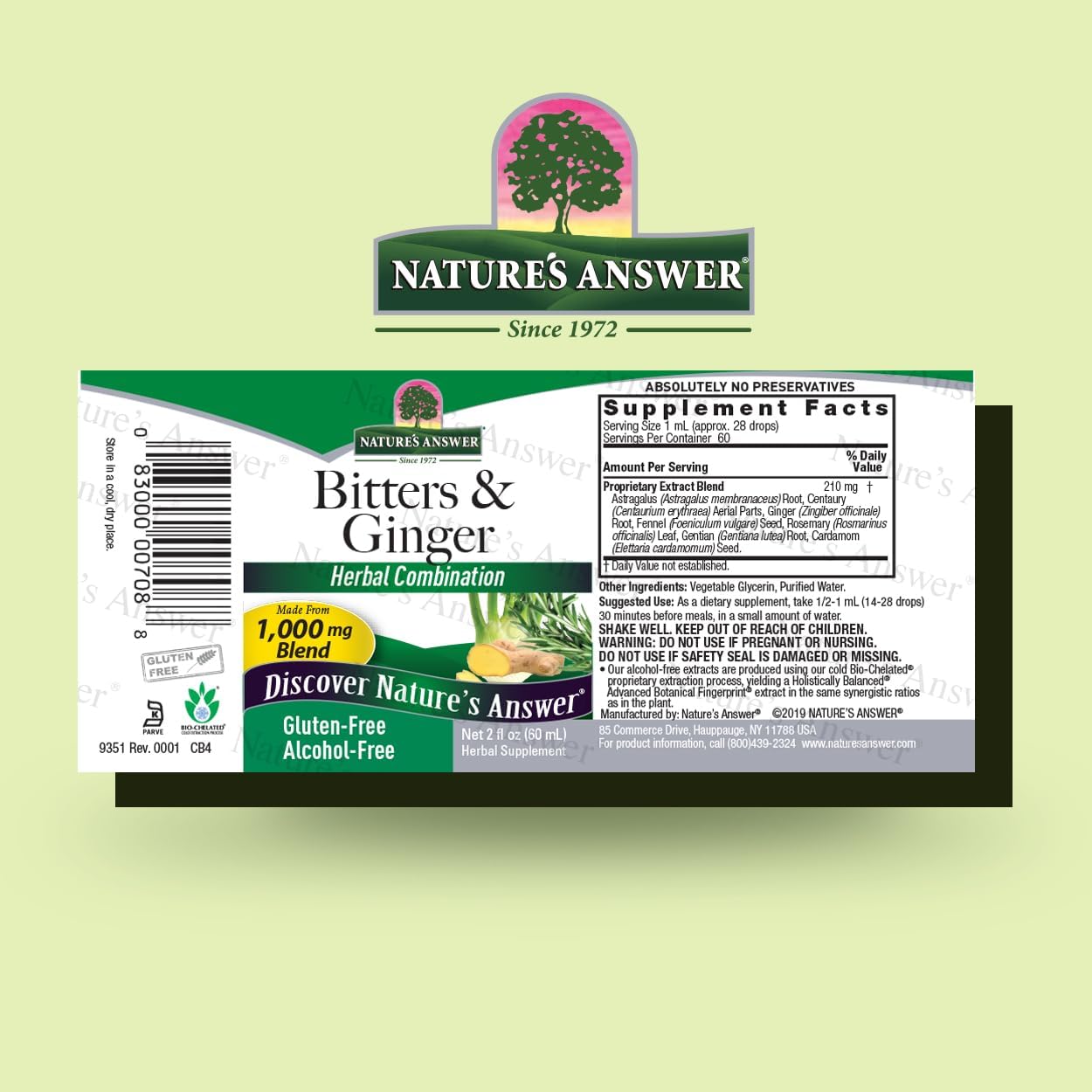 Alcohol-Free Bitters & Ginger Extract for Digestive Support - 2 oz, Gluten-Free, Stomach Support - Swedish Bitters, Digestive Bitters - All-Natural & Suitable for Everyone