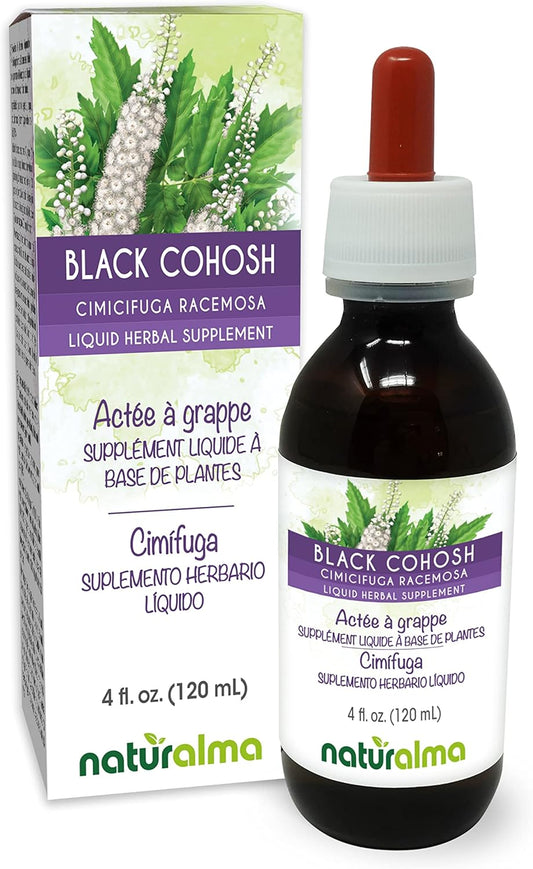 Alcohol-Free Black Cohosh Rhizome Liquid Extract Tincture - 4 fl oz Drops - Herbal Supplement - Vegan - Naturalma