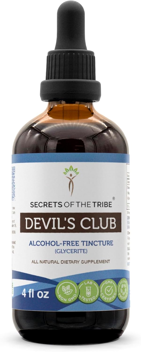 Alcohol-Free Devil's Club Tincture Liquid Extract - Wildcrafted Oplopanax Horridus Root - 4 FL OZ