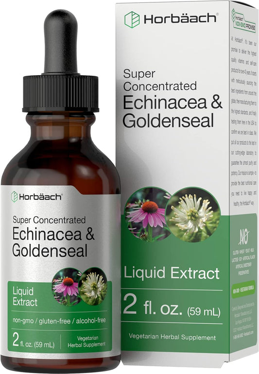 Alcohol-Free Echinacea Goldenseal Liquid Extract | 2 fl oz Tincture Drops | Vegetarian, Non-GMO, Gluten-Free