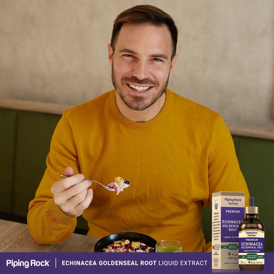 Alcohol-Free Echinacea Goldenseal Tincture, 4 Fl Oz Liquid Drops - Vegetarian, Non-GMO, Gluten-Free Herbal Extract