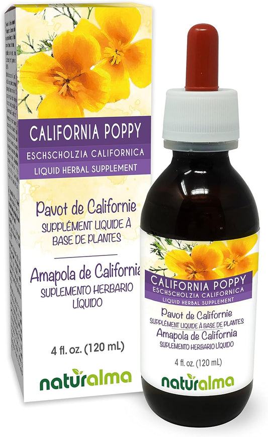 Alcohol-Free Eschscholzia Californica Tincture - 4 fl oz Liquid Extract Drops - Natural Herbal Supplement