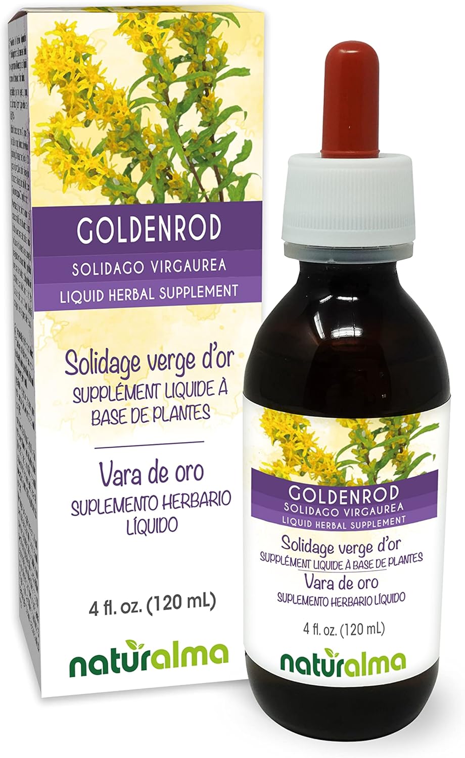 Alcohol-Free Goldenrod Herb Tincture - 4 fl oz Liquid Extract - Vegan Herbal Supplement