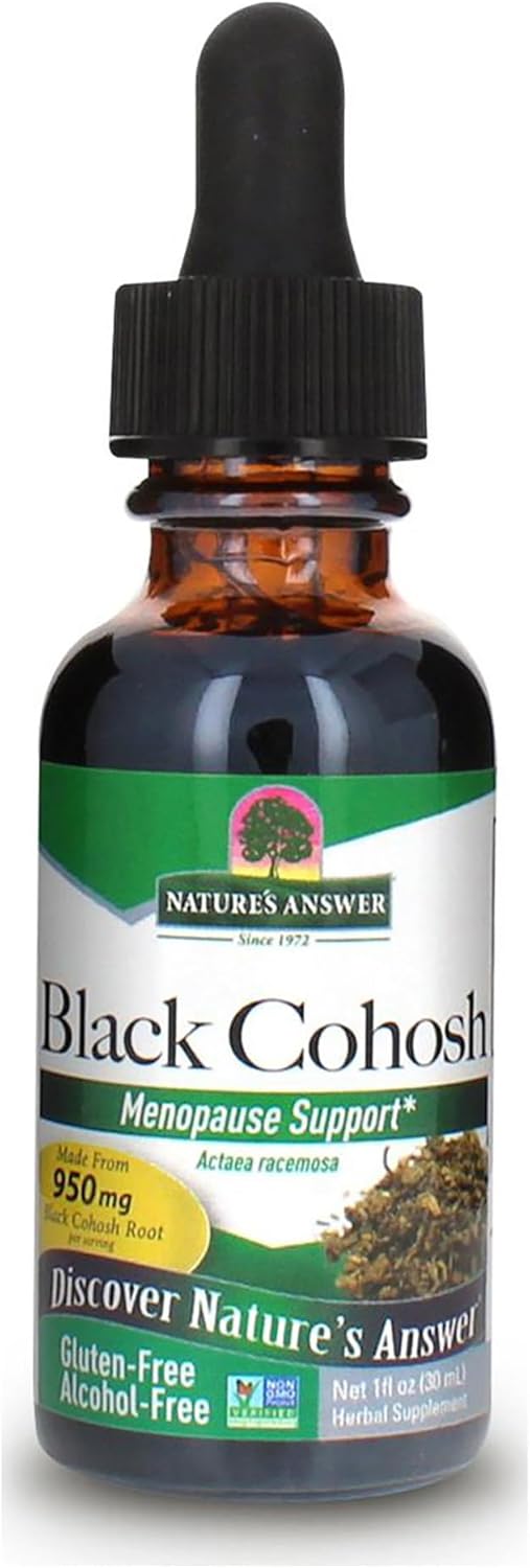 Alcohol-Free Organic Black Cohosh Extract for Menopause Support - 1 Ounce, Kosher & Gluten-Free - Supplements for Women's Menopause Hot Flashes - USA Made