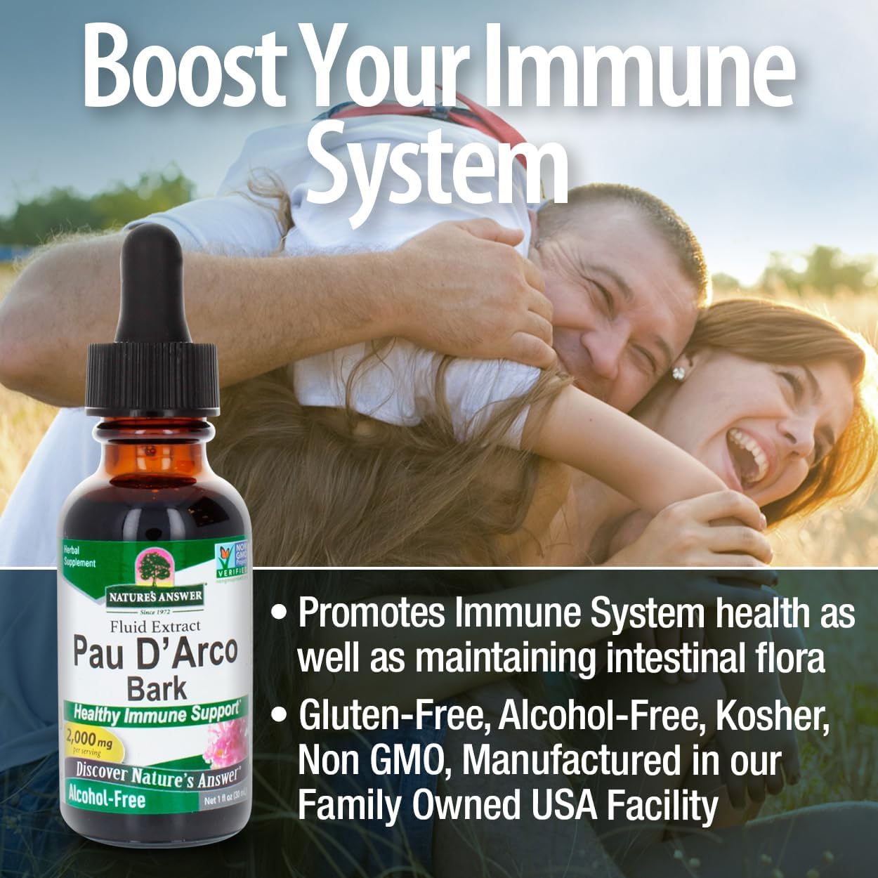 Alcohol-Free PAU D'Arco Inner Bark Extract 2000mg 1oz | Supports Healthy Immune System, Intestinal Flora | Gluten-Free, Kosher Certified | Single Count