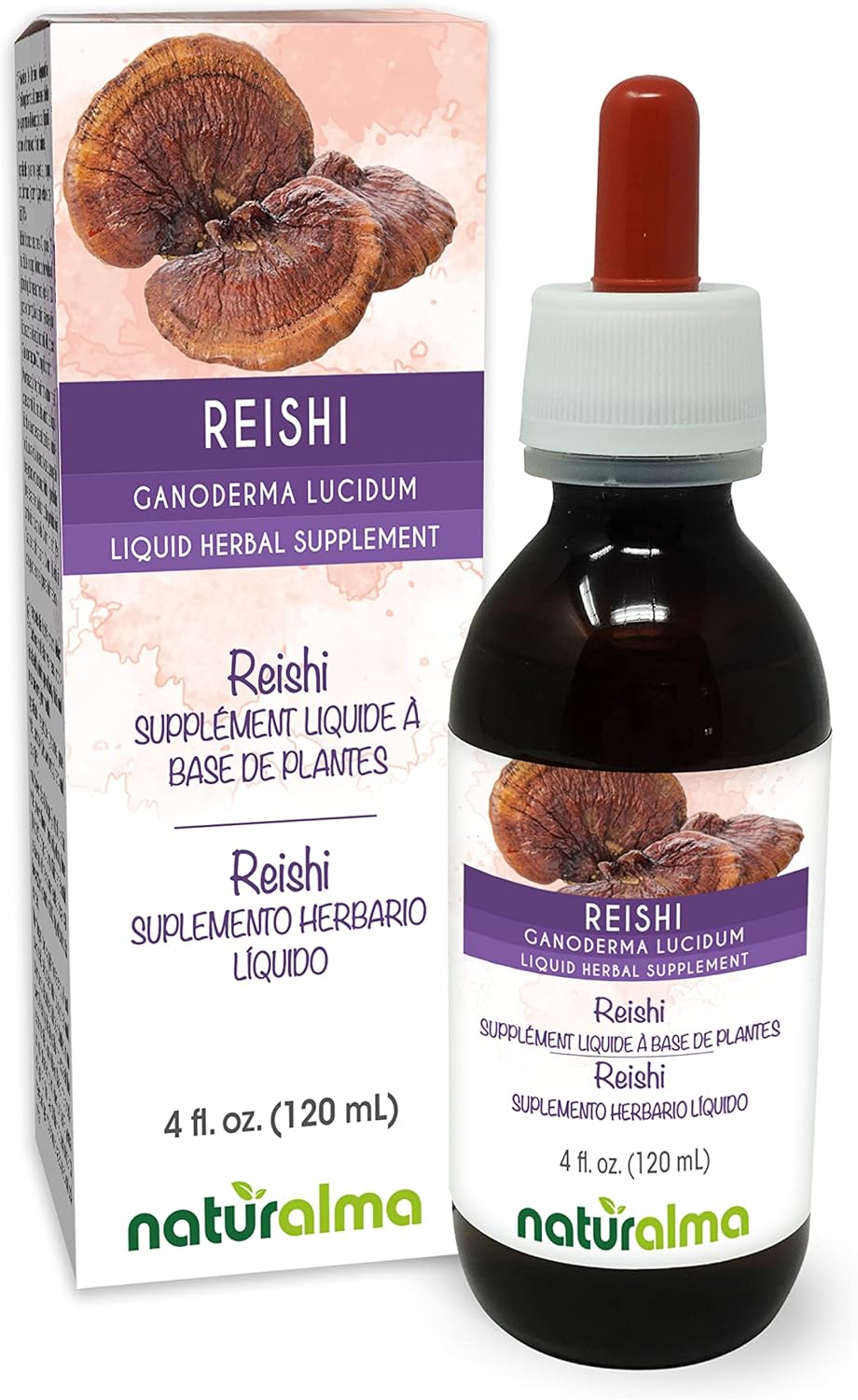 Alcohol-Free Reishi Mushroom Tincture - 4 fl oz Liquid Extract Drops - Herbal Vegan Supplement
