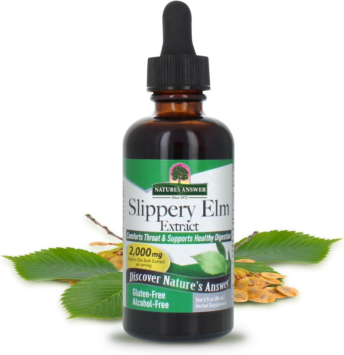 Alcohol-Free Slippery Elm Extract for Overall Wellness & Women's Health - 2oz - Made in USA - Single Count