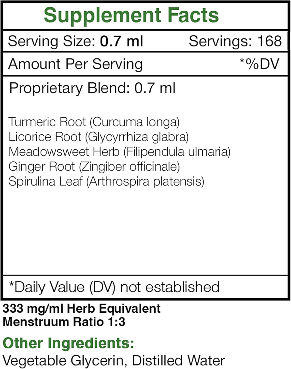 Alcohol-Free Tribal Inflam-Ease Glycerite Tincture with Turmeric, Licorice, Meadowsweet, Ginger, Spirulina for Intestinal Comfort - 2x4 OZ