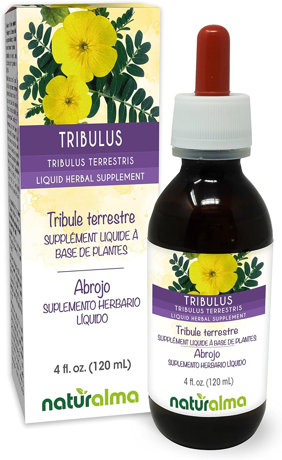 Alcohol-Free Tribulus terrestris Tincture - 4 fl oz Liquid Extract Drops - Naturalma Herbal Supplement
