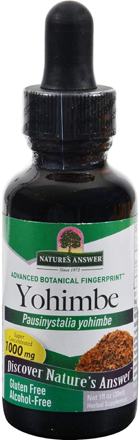 Alcohol-Free Yohimbe Bark Herbal Supplement by Nature's Answer - Gluten-Free - 1 fl oz (Pack of 2)