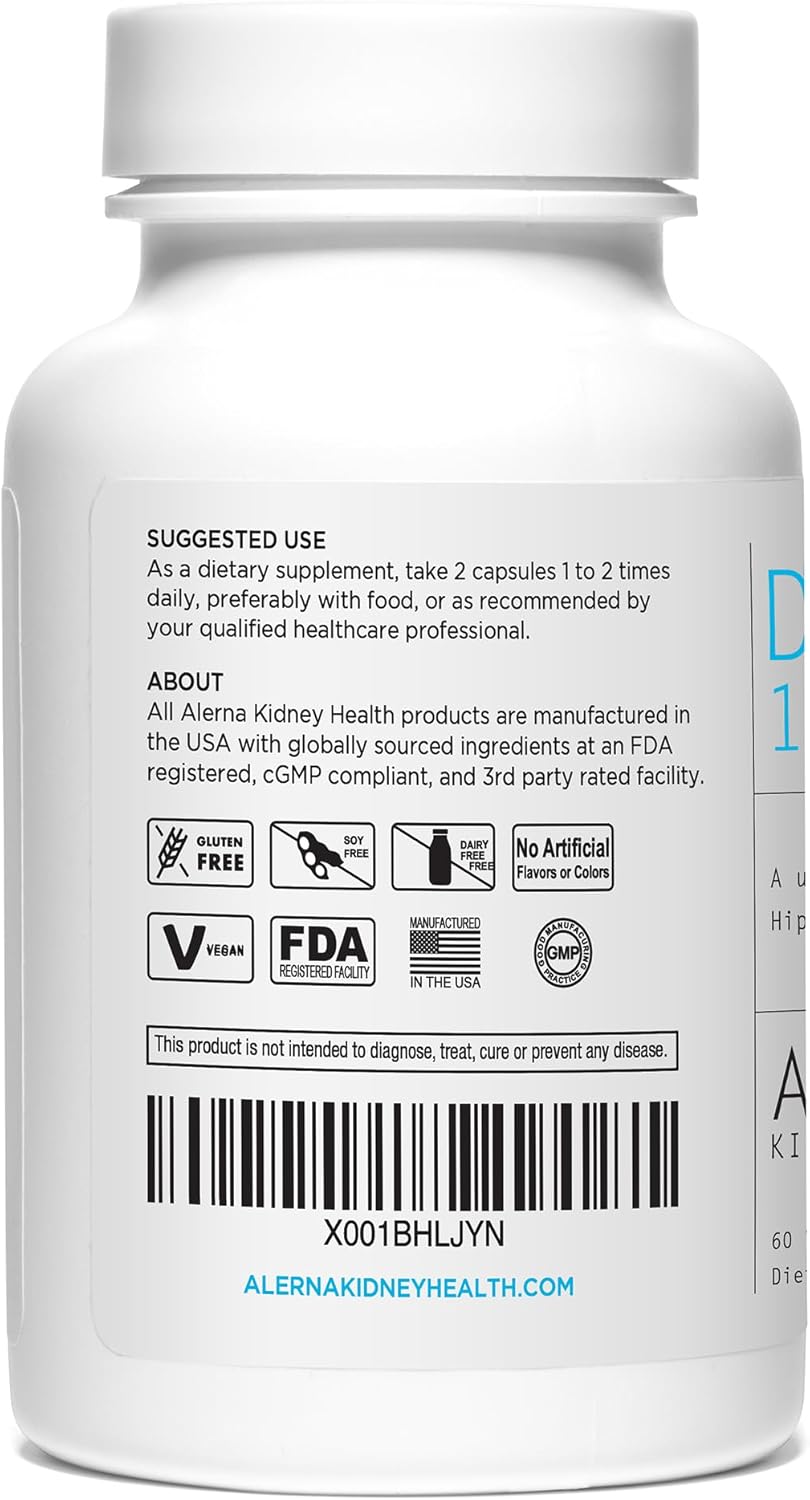 Alerna Kidney Health D-Mannose Capsules - 1000mg with Cranberry & Acerola Extract - Urinary Tract Support - 60 Vegetarian Capsules