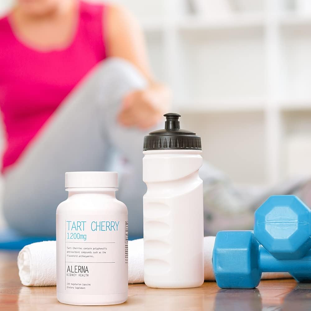 Alerna Tart Cherry Extract Capsules - 1200 mg for Kidney Health, 100 Vegetarian Capsules, Gluten Free & Non-GMO