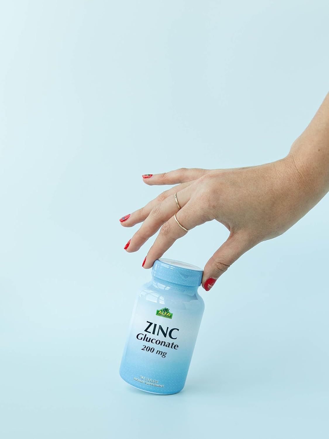 Alfa Vitamins 200mg Zinc Gluconate Tablets for Immune Support and Healthy Skin (100 Count)