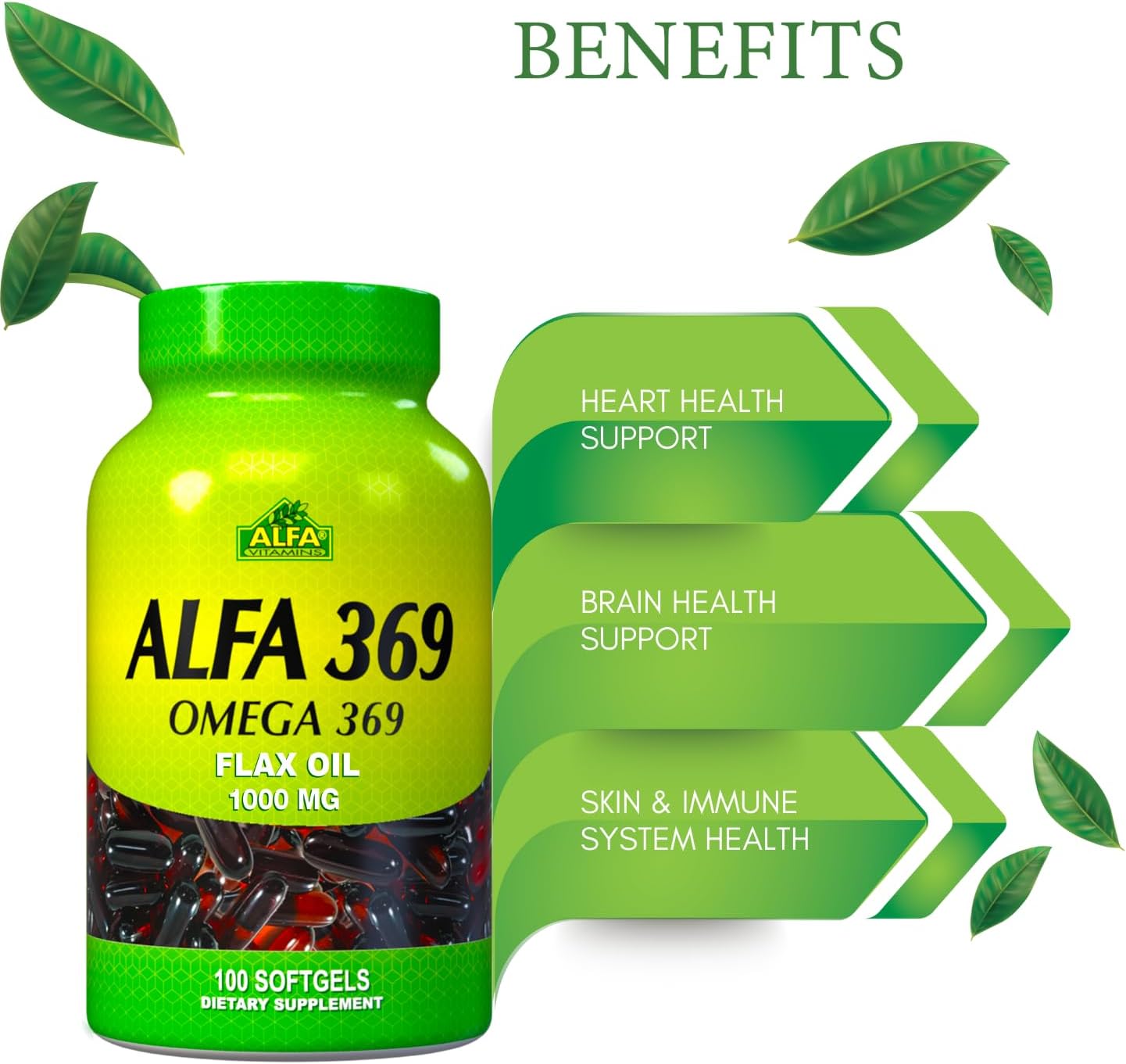 Alfa Vitamins Alfa 3-6-9 1000 Mg Supplement - 100 Capsules for Nutrition Boost