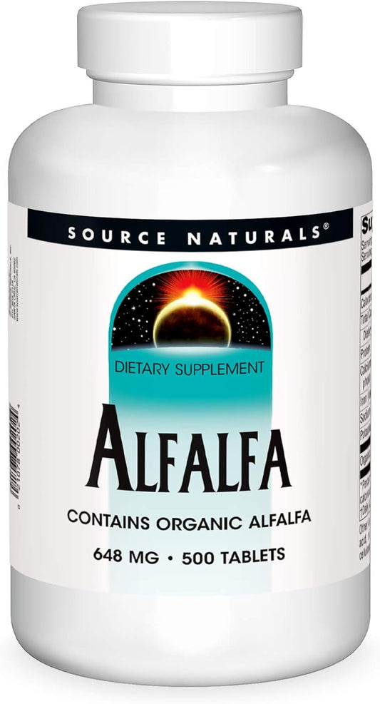 Alfalfa 10 Grain Dietary Supplement Tablets - 500 Count by Source Naturals