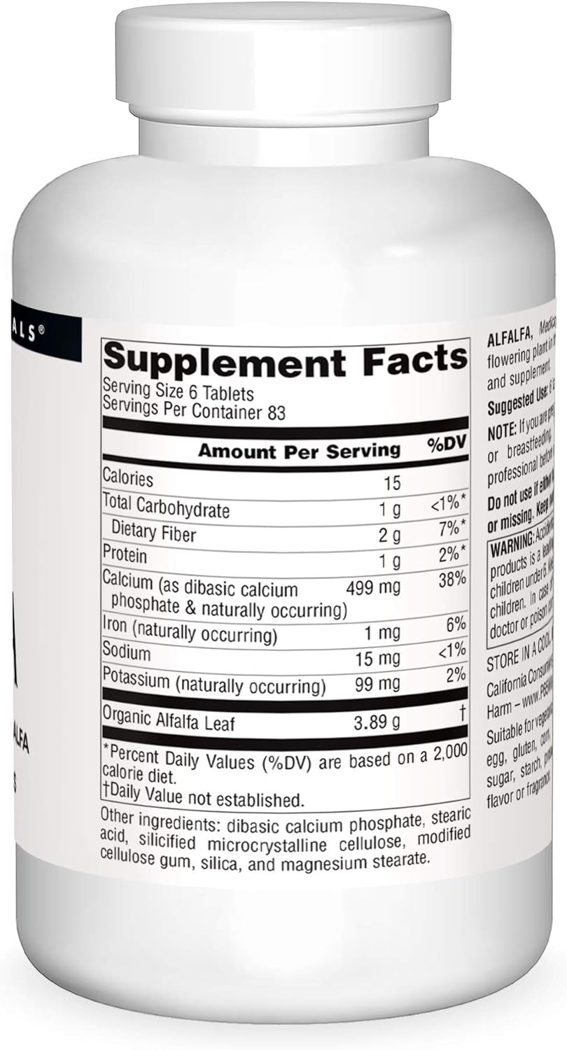 Alfalfa 10 Grain Dietary Supplement Tablets - 500 Count by Source Naturals