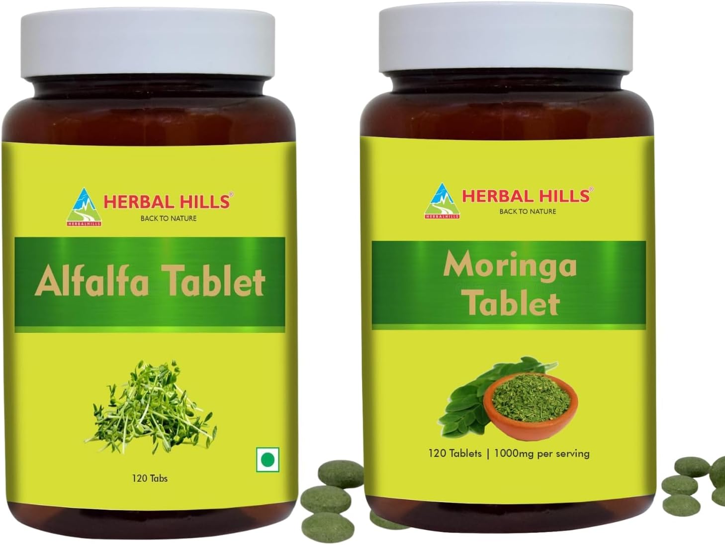 Alfalfa and Moringa Herbal Tablets Combo Pack for Natural Wellness