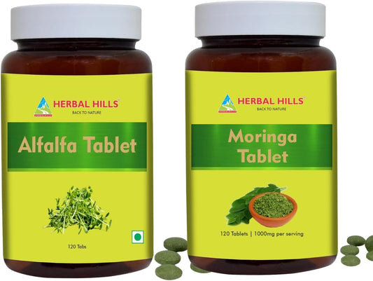 Alfalfa and Moringa Herbal Tablets Combo Pack for Natural Wellness