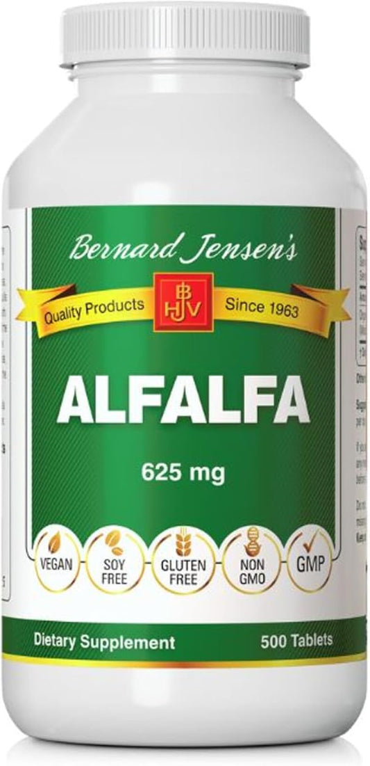 Alfalfa Leaf Tablets by Bernard Jensen - 625mg - 500 Tablets - Organic Alfalfa Supplement