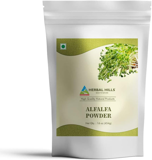 Alfalfa Powder 16 Oz - Organic Green Superfood Dried Whole Leaves by HERBAL HILLS