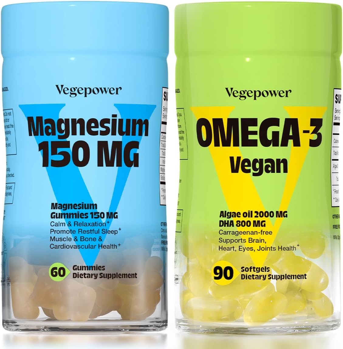Algae Omega-3 DHA Gummies with Magnesium for Brain, Heart, and Eyes Health - 90 Count