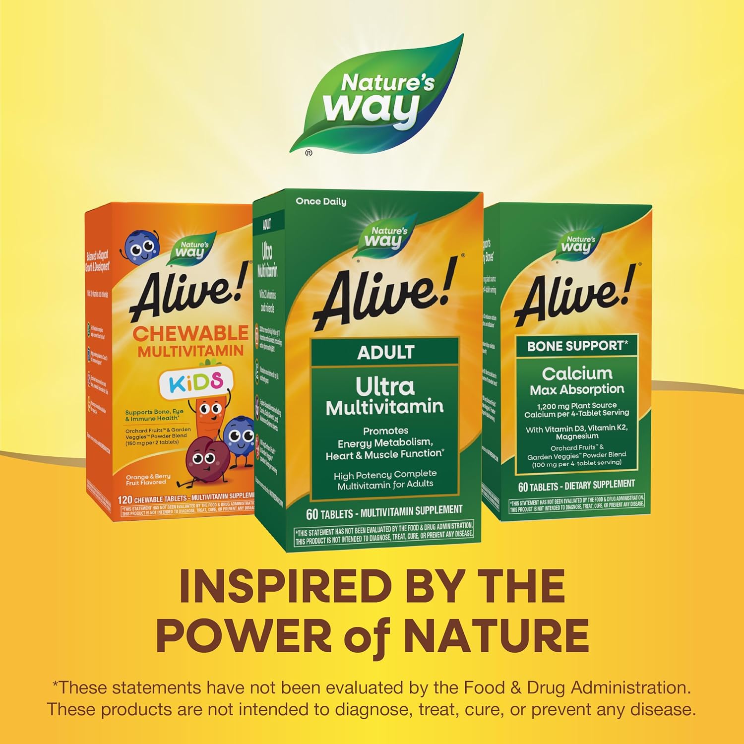 Alive! Adult Ultra Multivitamin with B-Vitamins & Methylated B12 for Energy & Heart Health, Gluten Free - 60 Tablets