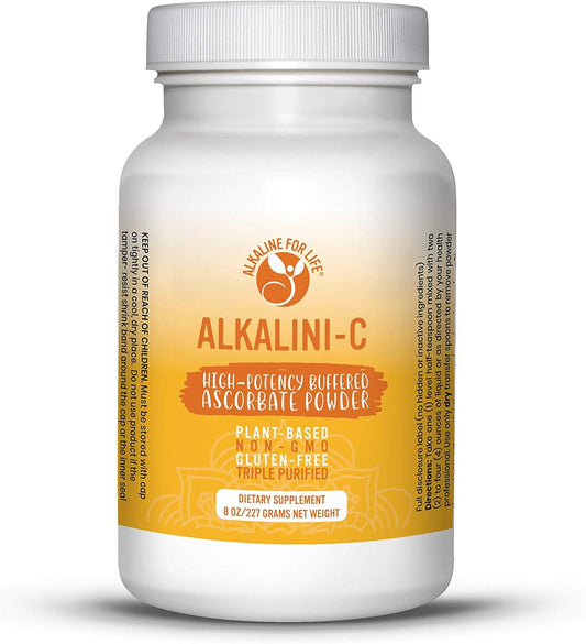Alkaline for Life Alkalini-C Vitamin C Powder - 8oz Pure L-Ascorbate VIT C, Non-GMO, Buffered for Enhanced Absorption - Immune Support Supplement