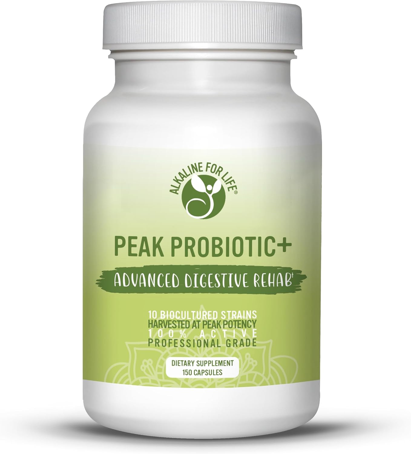 Alkaline for Life Peak Probiotic+ with 7.5 Billion Harvested Probiotics - 10 Strains for Gut Health - Acidophilus for Digestive Health - Men & Women