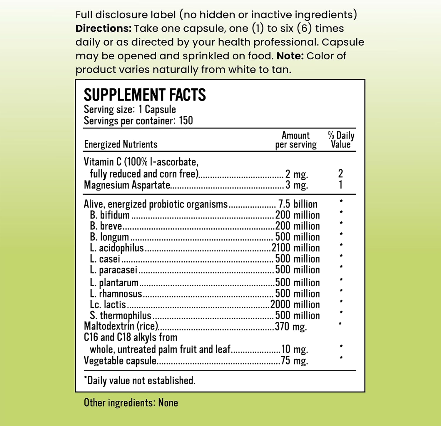 Alkaline for Life Peak Probiotic+ with 7.5 Billion Harvested Probiotics - 10 Strains for Gut Health - Acidophilus for Digestive Health - Men & Women