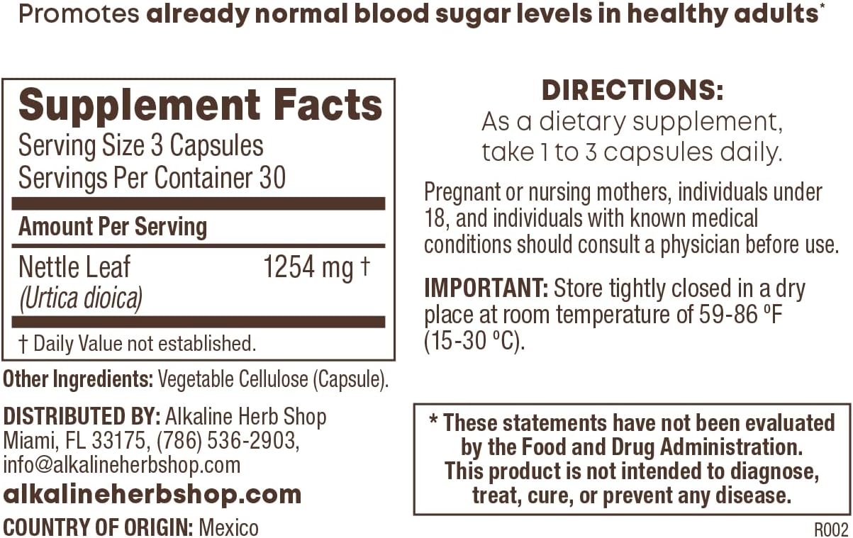 Alkaline Herb Store Nettle Leaf Capsules - 90 Supplement Capsules