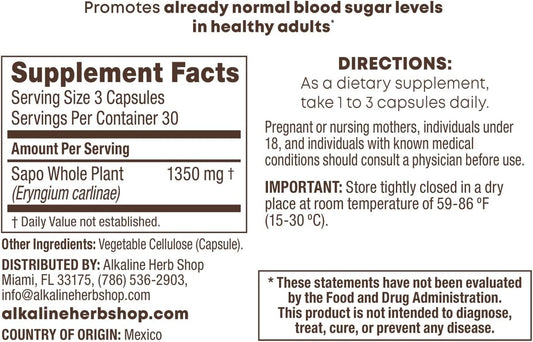 Alkaline Herb Store Sapo Supplement 90 Capsules - Hierba del Sapo Shop