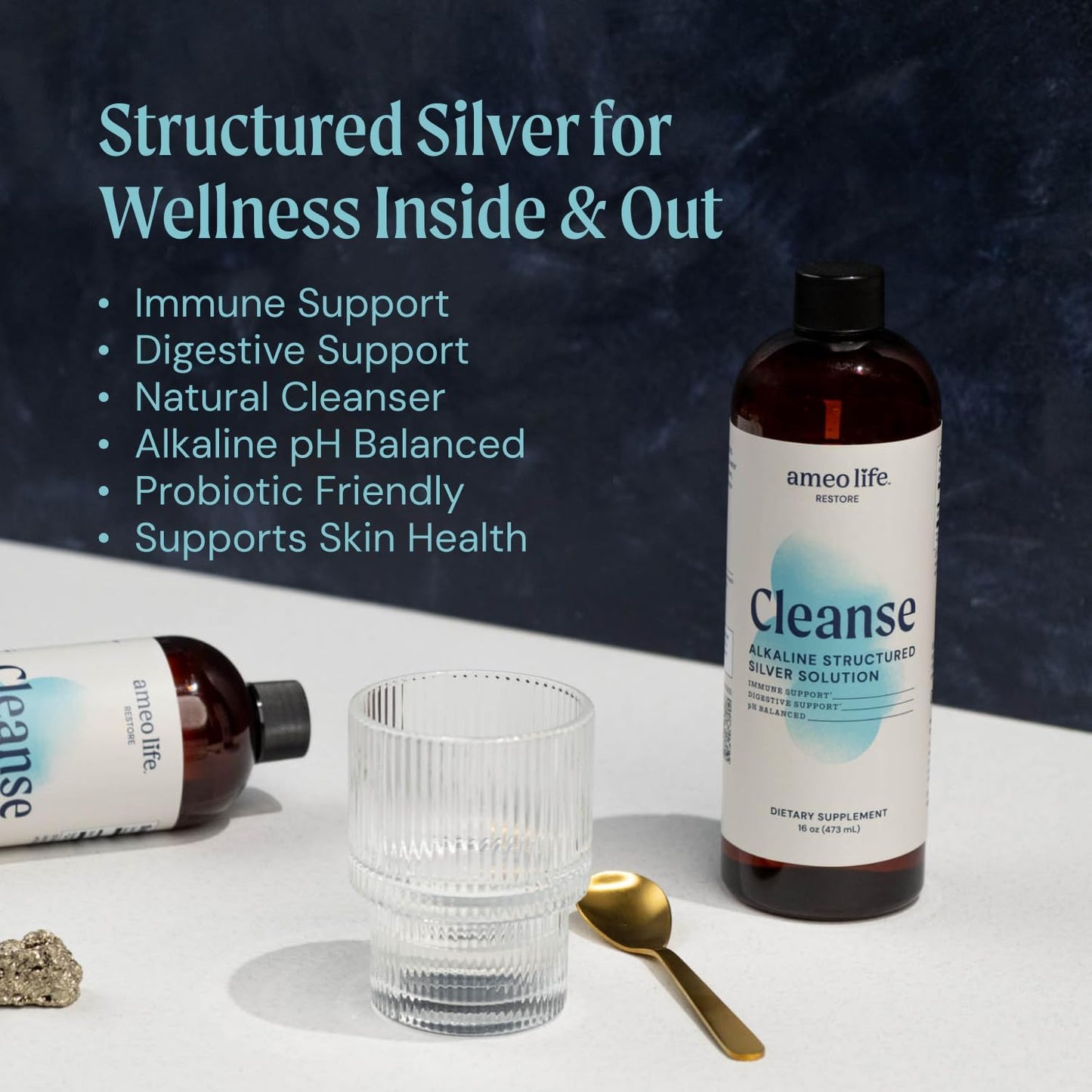 Alkaline Structured Colloidal Silver Liquid 30 PPM for Immune Support - pH Balanced 16 oz Solution for Gut Health