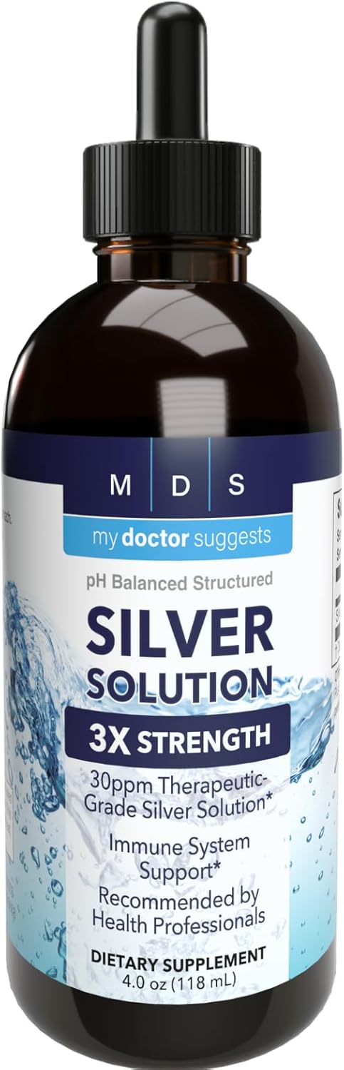 Alkaline Structured Silver Liquid Supplement 30ppm - Immune Support Drops - Extra Strength Colloidal Silver - USA Made (4 oz)