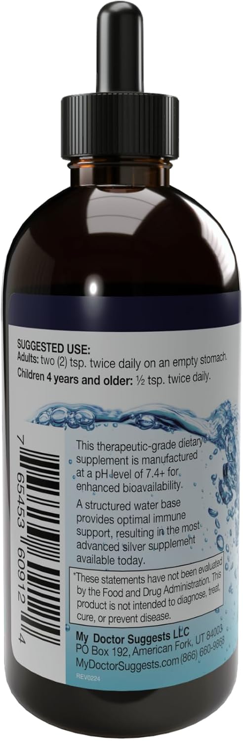 Alkaline Structured Silver Liquid Supplement 30ppm - Immune Support Drops - Extra Strength Colloidal Silver - USA Made (4 oz)