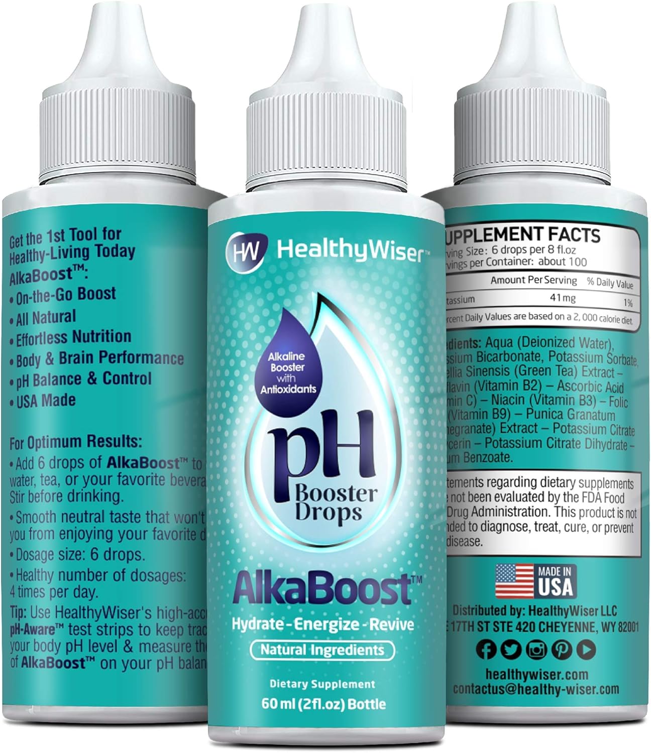 Alkaline Water pH Booster Drops with Natural Vitamins for Health