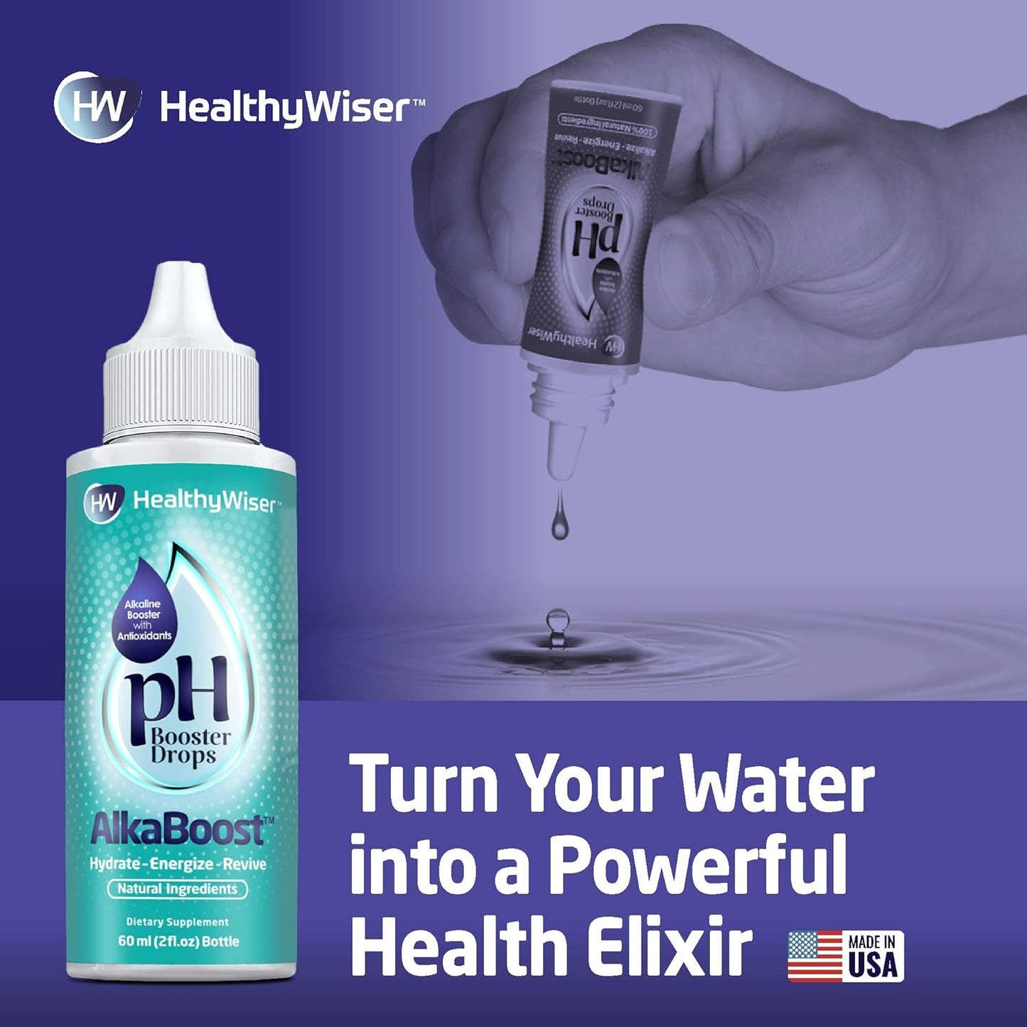 Alkaline Water pH Booster Drops with Natural Vitamins for Health