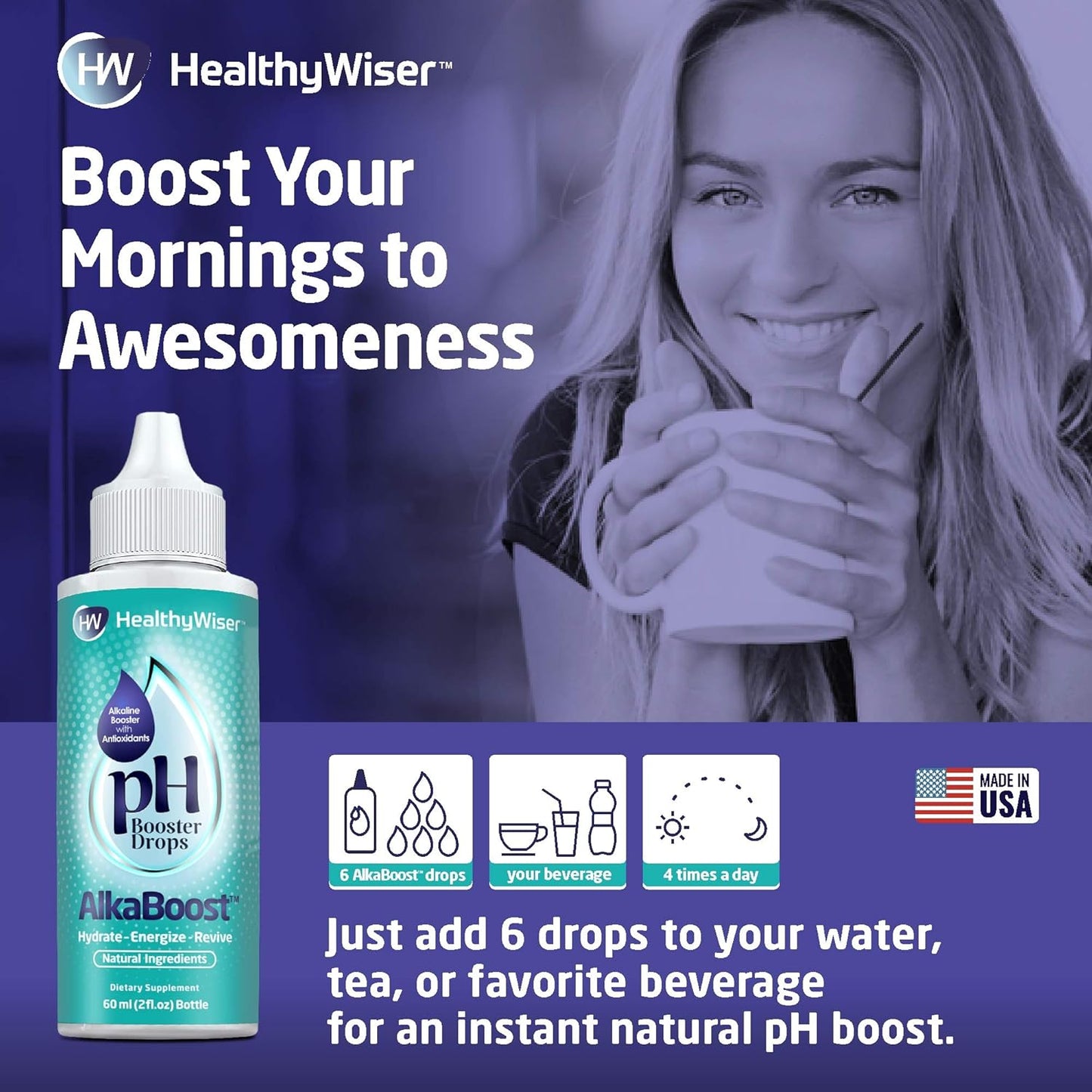 Alkaline Water pH Booster Drops with Natural Vitamins for Health