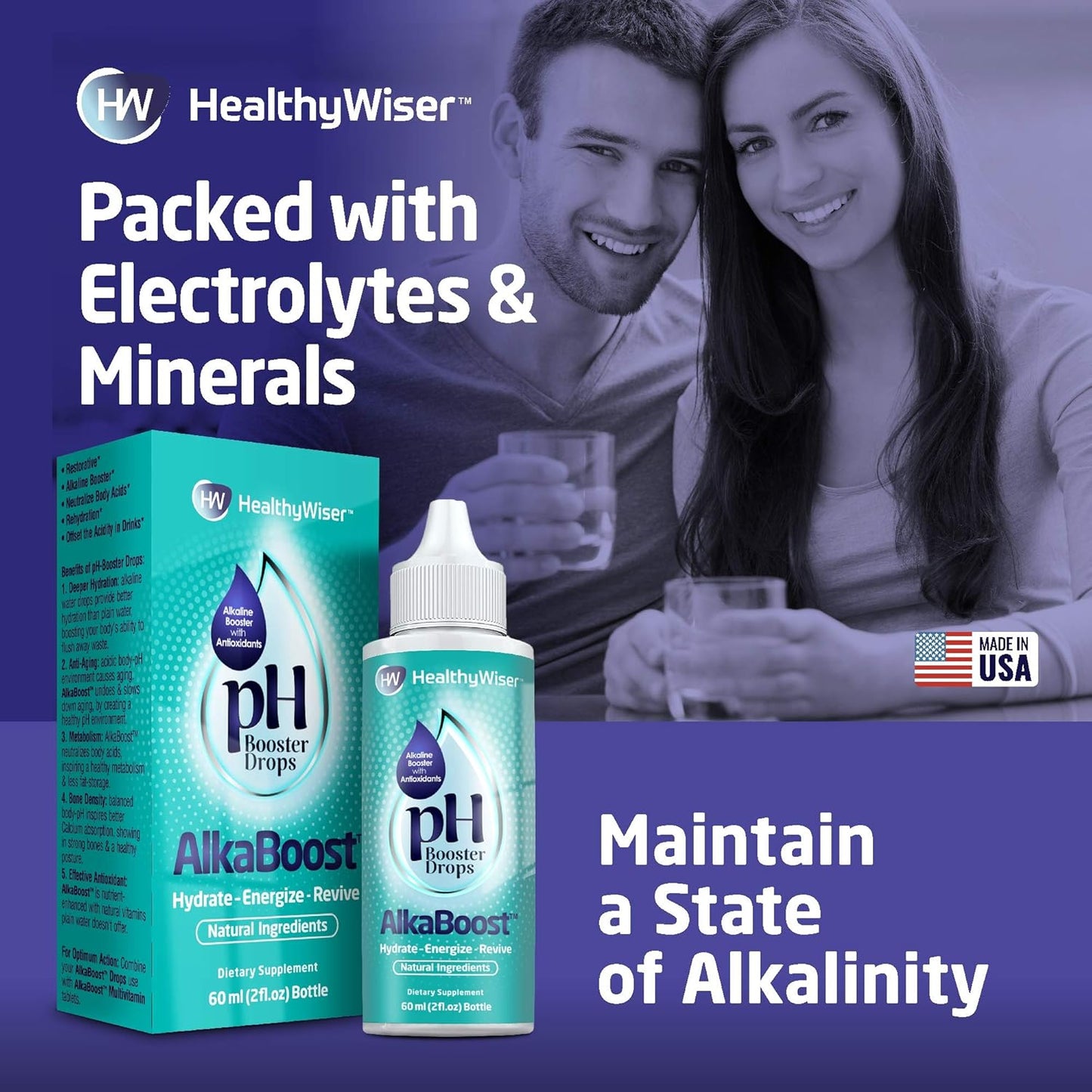 Alkaline Water pH Booster Drops with Natural Vitamins for Health