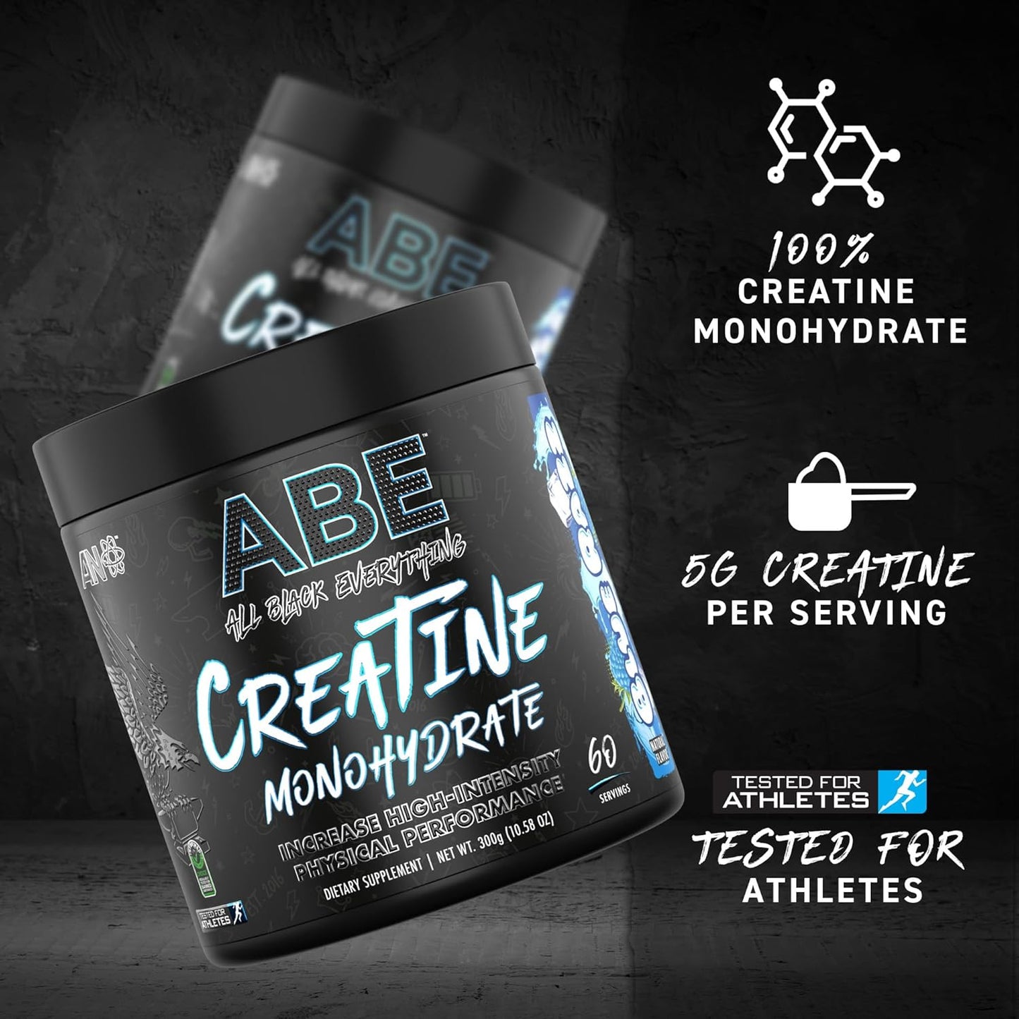 All Black Everything Creatine Monohydrate Powder | 60 Servings | Unflavored | Support Muscles, Energy, Function | Gluten-Free | Keto-Friendly