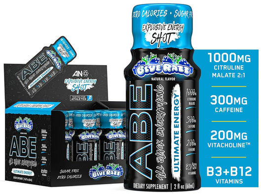 All Black Everything Energy Shots | 12 Pack | 300mg Caffeine | Blue Razz Flavor | Zero Sugar | Nootropic Blend | Energy + Focus Supplement