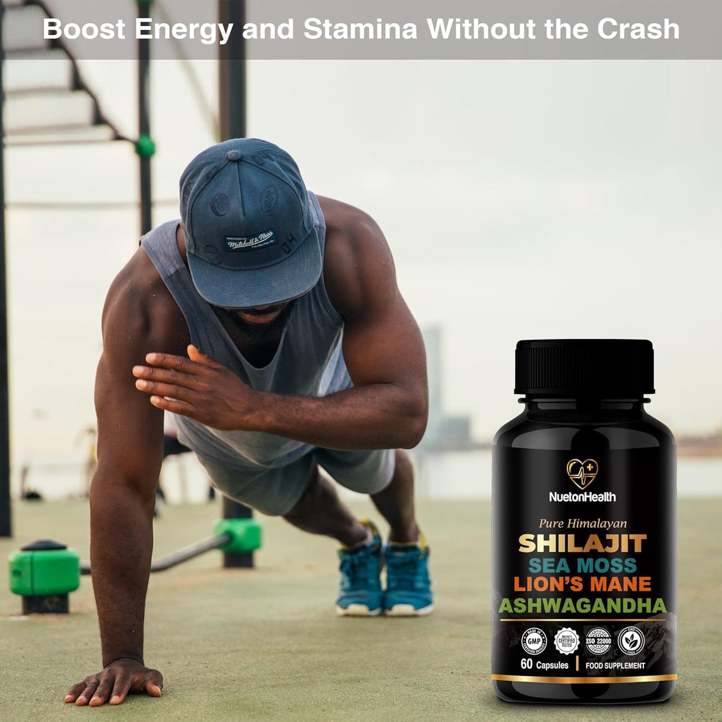 All-in-One Vegan Capsules for Mind, Body, and Vitality with Shilajit, Sea Moss, Lion's Mane, and Ashwagandha - 60 Capsules