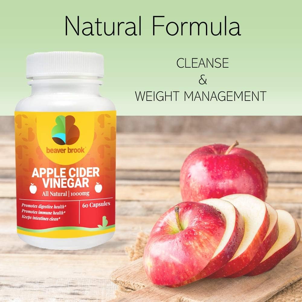 All Natural Beaver Brook Apple Cider Vinegar Dietary Supplement - 60 Capsules for Health and Wellness