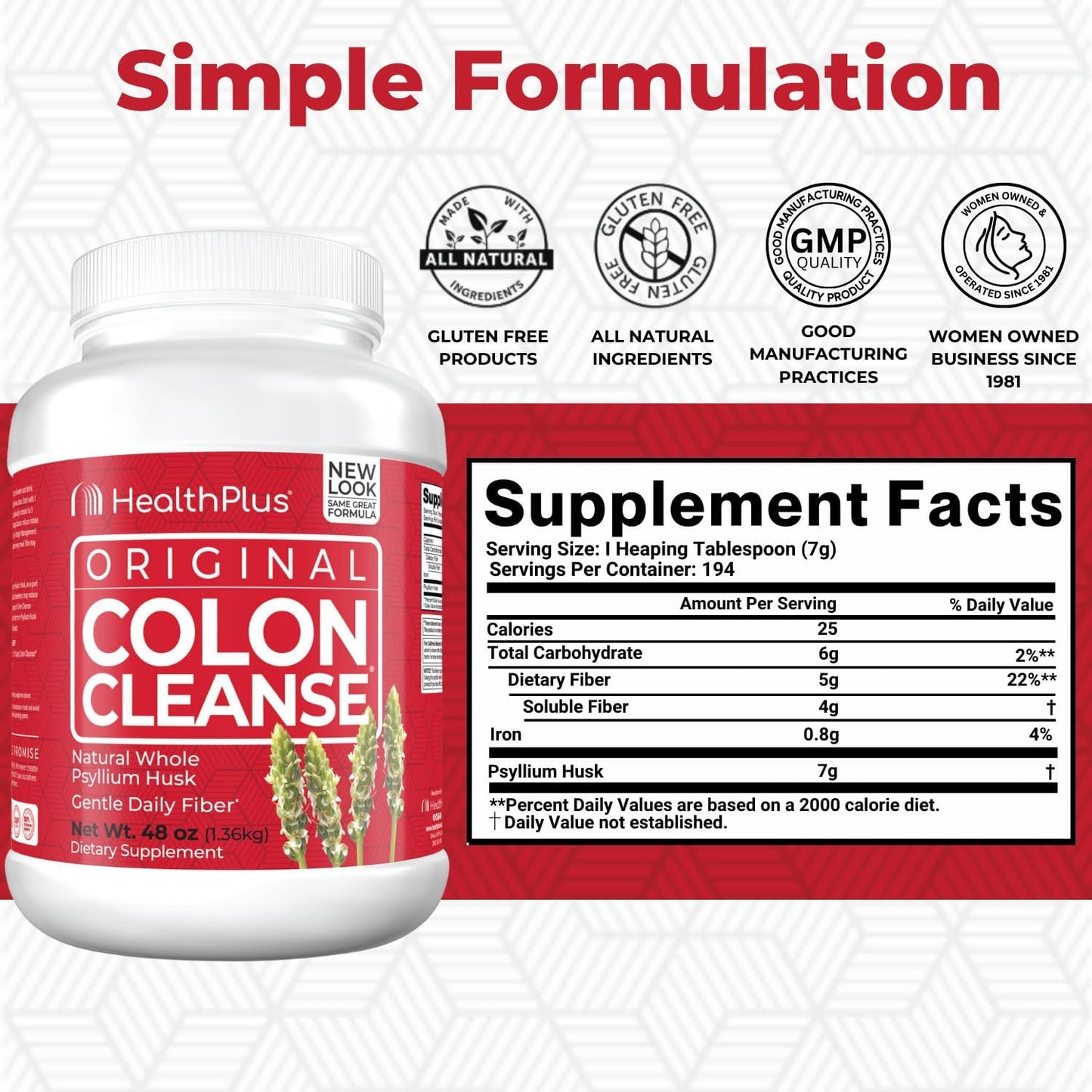 All Natural Colon Cleanse Fiber for Digestive Support and Heart Health - 48 Ounces, 194 Servings - BoostGo Australia